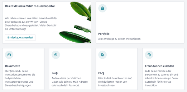 Screenshot WIWIN Invest Portal