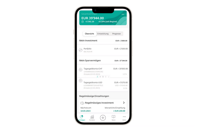 Tagesgeldkonto und Vermögensverwaltung in der App von wiLLBe
